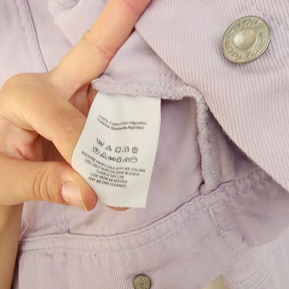 Free People Rumors Denim Jacket  size XS Boxy Lavender Purple Pastel Y2K Boho - Picture 5 of 11